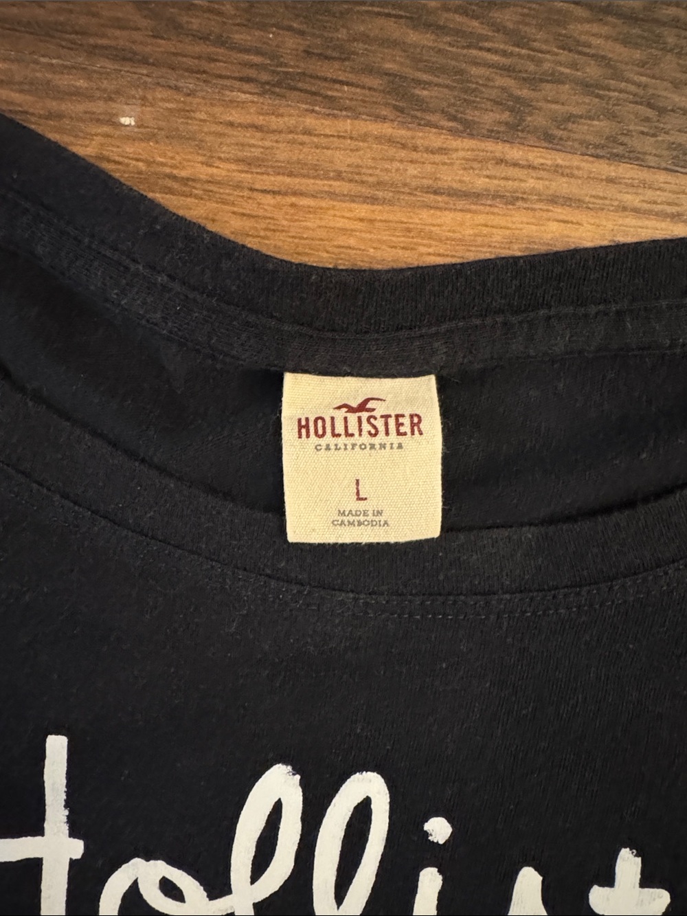 Hollister Black Tee with Pink & Yellow Floral Logo - Picture 2 of 3